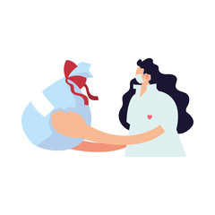 delivery girl wearing face mask