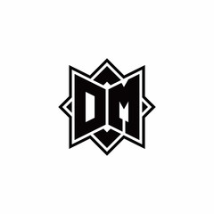 OM monogram logo with square rotate style outline
