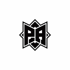 PA monogram logo with square rotate style outline