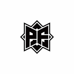 Fototapeta premium PF monogram logo with square rotate style outline