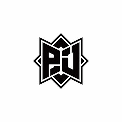 PJ monogram logo with square rotate style outline