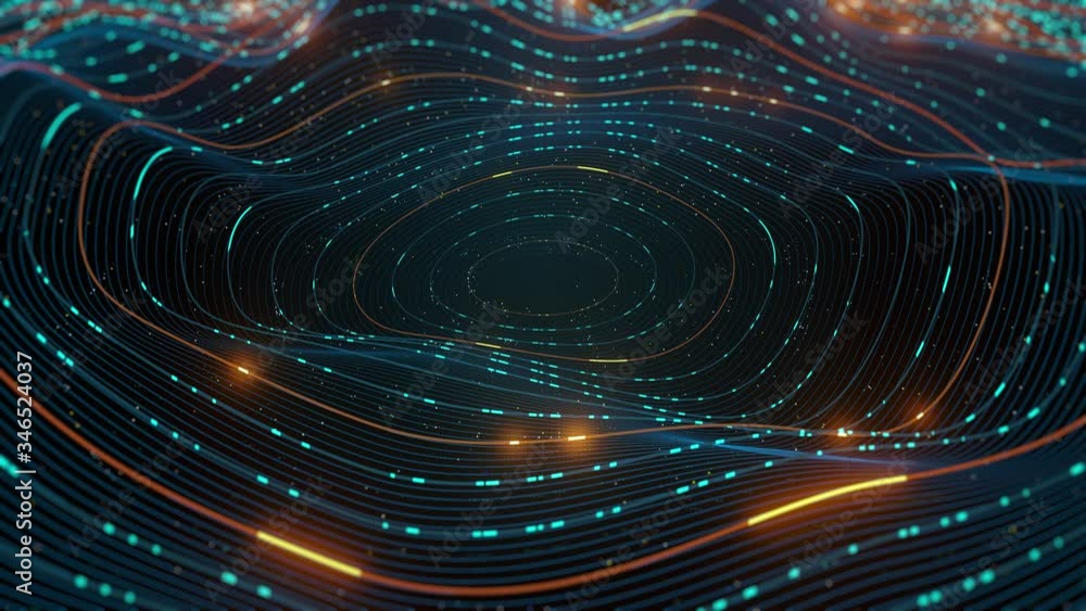 Poster 3d render of abstract shape that chaotically deformed. data centralisation concept. loopable animati