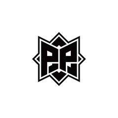 PP monogram logo with square rotate style outline