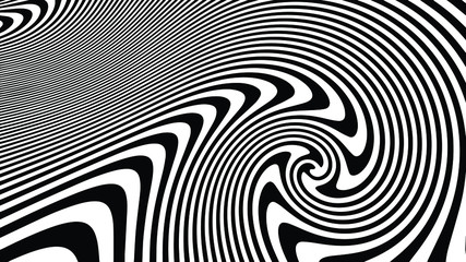 Black and white twisted lines. Lines horizontal background. Design, geometric.

Abstract black and white twisted lines. Geometric design. Monochrome Hypnotic Stripes. 
