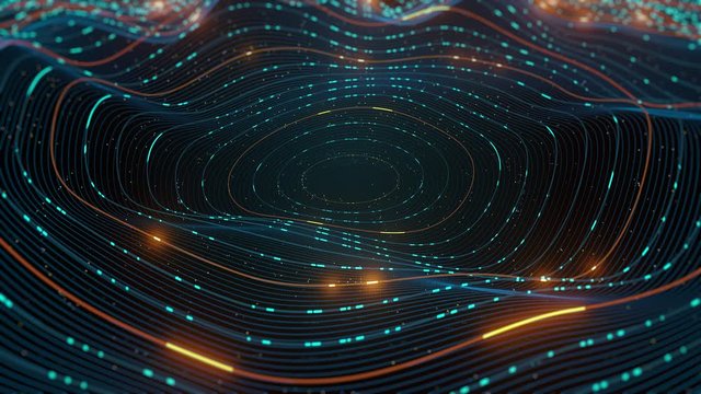 3d render of abstract shape that chaotically deformed. Data centralisation concept. Loopable animation.
