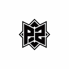 PZ monogram logo with square rotate style outline