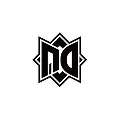 QD monogram logo with square rotate style outline