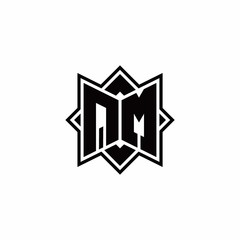 QM monogram logo with square rotate style outline