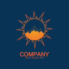 Sun Mountain Logo Icon Design – stock illustration