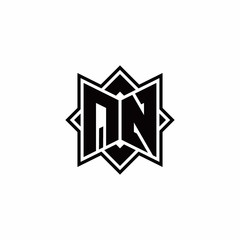 QN monogram logo with square rotate style outline