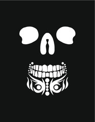 Tattoo tribal skull Print embroidery graphic design vector art
