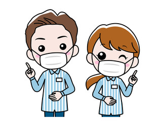 マスクをつけたコンビニの店員