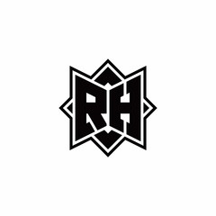RH monogram logo with square rotate style outline
