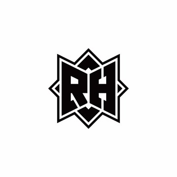 recommend clip art: RH monogram logo with square rotate style outline