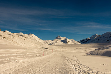 ski slope Melchsee-Frutt mountain resort village in switzerland