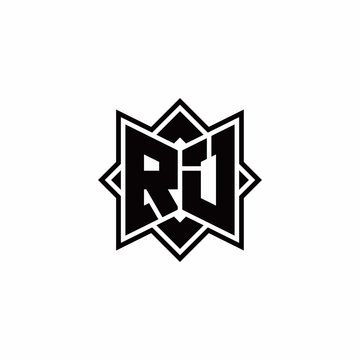 recommend clip art: RJ monogram logo with square rotate style outline