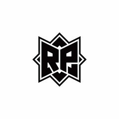 RP monogram logo with square rotate style outline