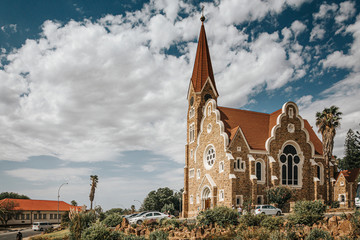 Fototapeta na wymiar City view and Lutheran Christ Church, Fidel Castro Street, Windhoek (Windhuk), Khomas Region, Republic of Namibia