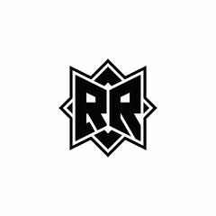 RR monogram logo with square rotate style outline