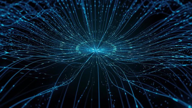 3d render of abstract shape that chaotically deformed. Data centralisation concept. Loopable animation.
