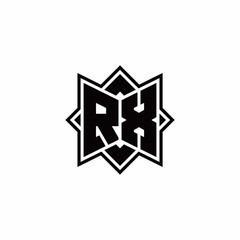 RX monogram logo with square rotate style outline