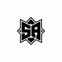 SA monogram logo with square rotate style outline