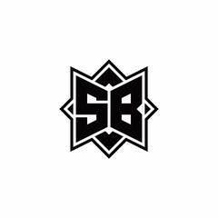 SB monogram logo with square rotate style outline
