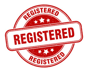 registered stamp. registered round grunge sign. label