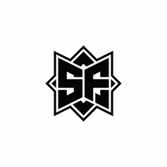 SF monogram logo with square rotate style outline