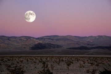 Moon rising on death valley