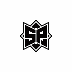 SP monogram logo with square rotate style outline