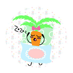 Happy carrot in cartoon style, kawaii .Vector illustration.