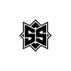 SS monogram logo with square rotate style outline