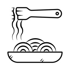Hot Italian Pasta Bowl Dish Spaghetti Noodles Minimal Flat Line Outline Colorful and Stroke Icon