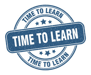 time to learn stamp. time to learn label. round grunge sign