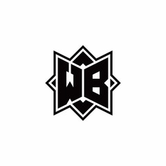 WB monogram logo with square rotate style outline