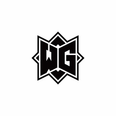 WG monogram logo with square rotate style outline