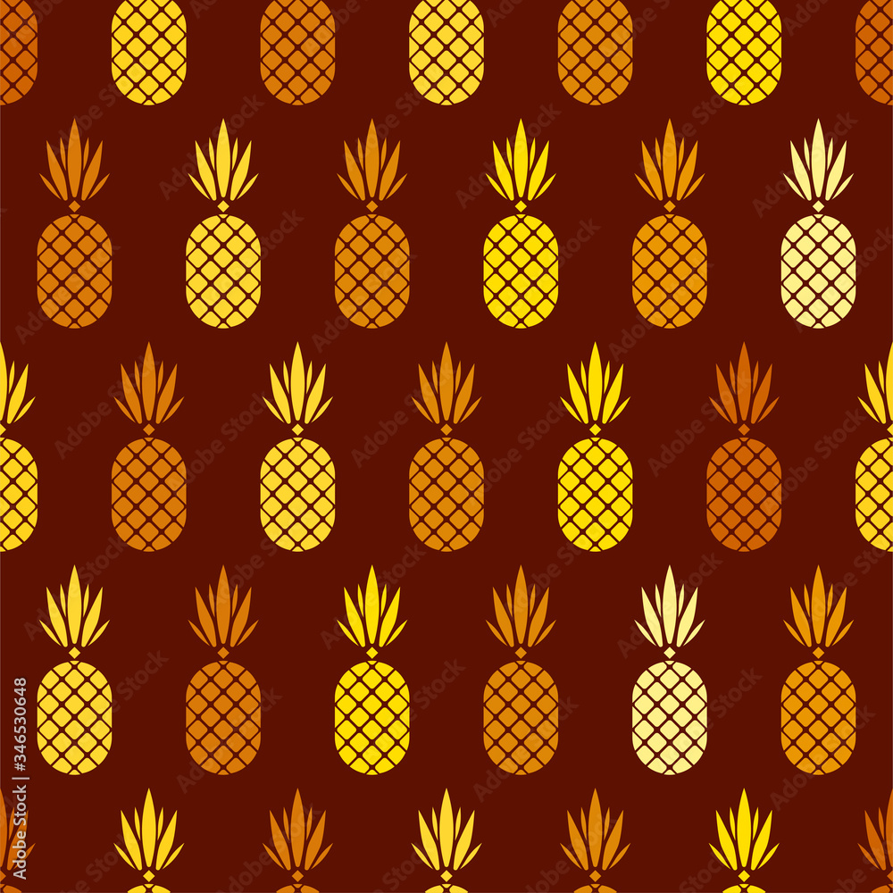 Fototapete abstract vector seamless pattern with pineapples. modern fruit background with colorful pineapple or