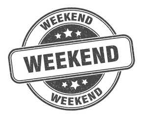 weekend stamp. weekend round grunge sign. label