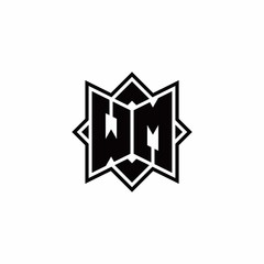 WM monogram logo with square rotate style outline
