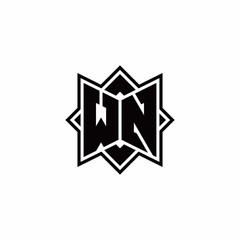 WN monogram logo with square rotate style outline
