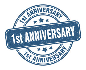 1st anniversary stamp. 1st anniversary label. round grunge sign