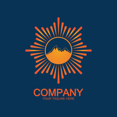 Sun Mountain Logo Icon Design – stock illustration