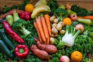 An organic fruit and vegetable delivery, drying after washing during the coronavirus outbreak
