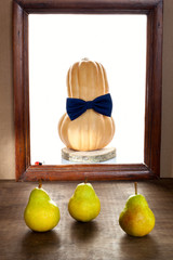 Comic still life with pumpkin and pears, Russia
