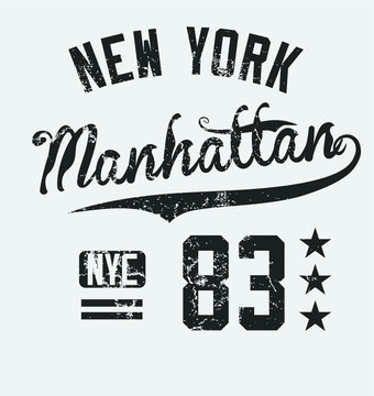 New York College print and embroidery graphic design vector art