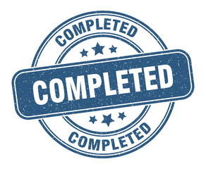 completed stamp. completed label. round grunge sign