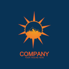 Sun Mountain Logo Icon Design – stock illustration