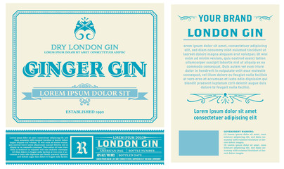 Full Liquor Label Design with Front and Back Sides. Vector Layered