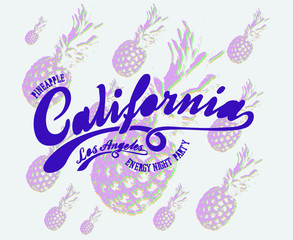 California Pineapple Print embroidery graphic design vector art
